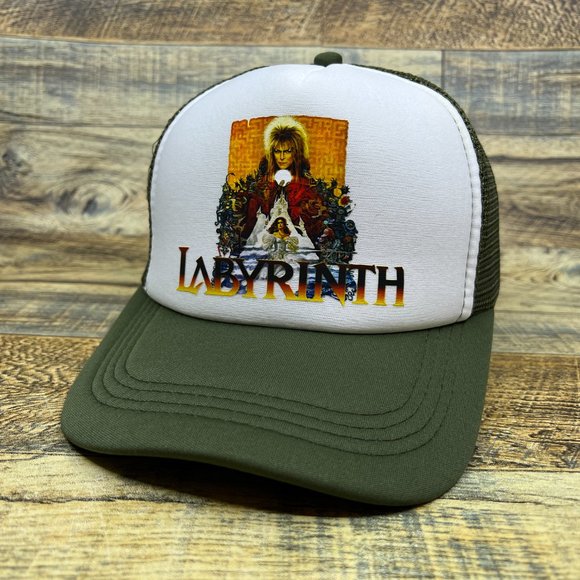 Labyrinth Mens Trucker Hat Brown Snapback 1986 Fantasy Throwback Baseball Cap - Picture 2 of 8